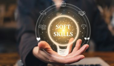 • Soft skills words in a light bulb. Job hiring and career search for. Self-motivation, development, improvement, and achievement. Soft skill strategy ability analysis. Growth mindset of an employee.