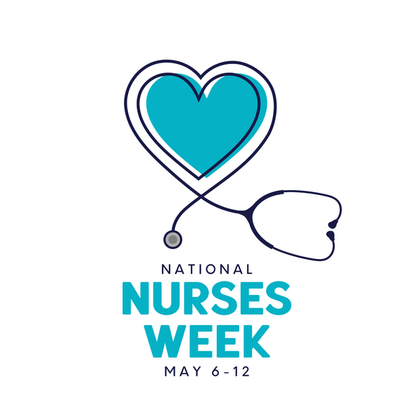 National Nurses Week with heart and stethoscope.